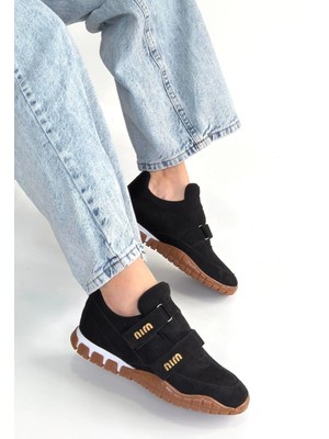 Zemira Tunga Siyah Süet Cırt Cırtlı Spor Ayakkabı