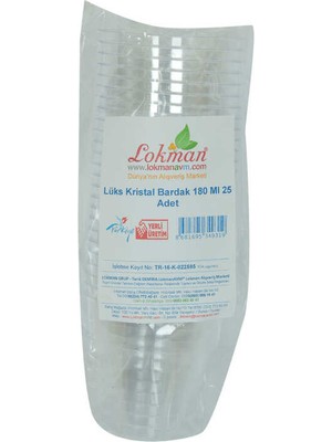 Zemira Lüks Kristal Bardak Sert Plastik Çay Kahve Su Otomat Bardağı 180 ml 25 Li 1 Paket