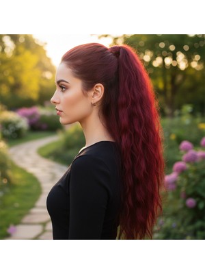 Zemira Lastik Tokalı At Kuyruğu Kabarık Afro Dalgalı / Kızıl