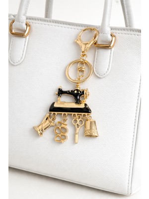 Modex Altın Sarısı Charm Figürlü Dikiş Makinası Anahtarlık