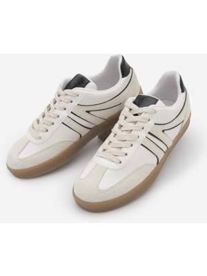 Marjin Kadın Sneaker Bağcıklı Retro Spor Ayakkabı Denor Siyah