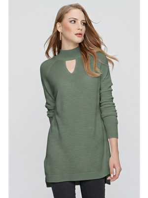 Tena Kadın Çağla Önü Pencereli Triko Kazak