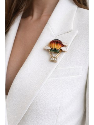 Modex Altın Sarısı Renkli Balon Tasarımlı Taşlı Broş (3cm)