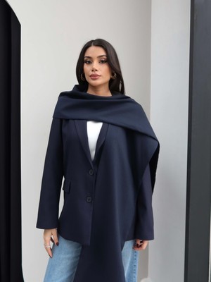 Esra Helvacı Ince Çizgili Şal Blazer Ceket