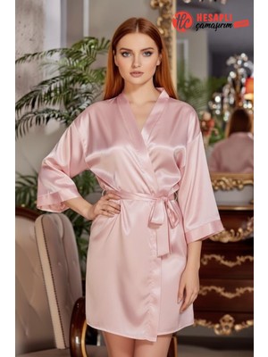 Gd Goldoremi 6524 Kadın Gelin Çeyiz Uzun Bol Kol Bride Saten Gecelik