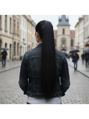 Zemira Tokalı Düz At Kuyruğu / Siyah