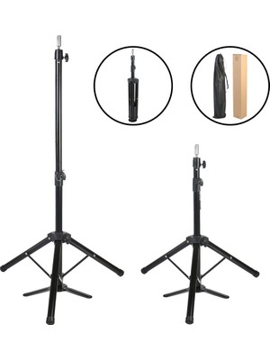 Zemira Kuaför Eğitim Mankeni Için Ayaklı Metal Tripod / Siyah + Taşıma Çantası