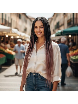 Zemira Afrika Örgüsü ve Rasta Için Sen Ombreli / Siyah / Gülkurusu