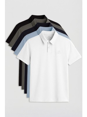 Tommy Life Standart Fit Basic Polo Yaka 5li Paket Erkek T-Shirt - 87748