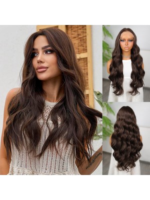 Zemira Koyu Kumral Dalgalı Fiber Sen Tül Peruk