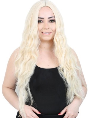 Zemira Su Dalgası Uzun Perçemsiz Fiber Sen Peruk / Platin