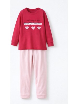 Remsa Genç Kız Çocuk Pamuklu Desenli Pijama Takımı 8412 FUŞYA02