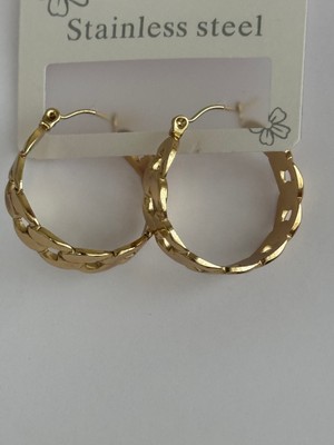 Stainless Steel Gold Burgu Örgü Halka Küpe Paslanmaz Çelik