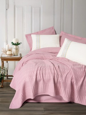 Zemira Aura Çift Kişilik Pike Takımı Pebble Pembe