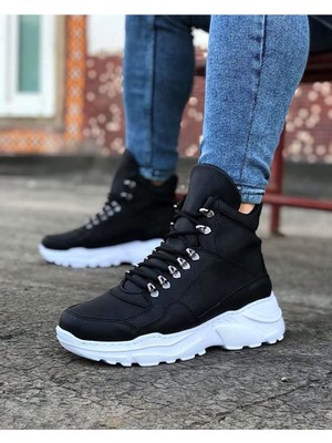 Zemira Siyah Renk Uzun Bağcıklı Bot