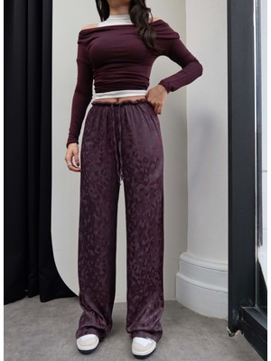 Esra Helvacı Jakarlı Saten Pantolon