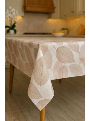 Yaprak Desenli Pvc Kaymaz Elyaf Tabanlı Silinebilir Masa Örtüsü Su Geçirmez Muşamba Sofra Bezi