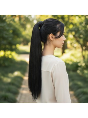 Zemira Bağlamalı Düz At Kuyruğu / Siyah