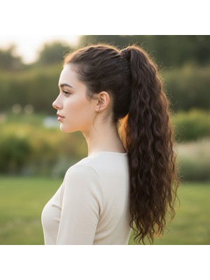 Zemira Lastik Tokalı At Kuyruğu Kabarık Afro Dalgalı / Kızıl Kahve