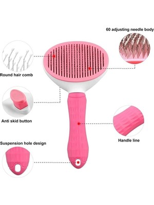 Zemira Karamel Kendini Temizleyen Tuşlu Kedi Köpek Tarağı Pembe 10 x 20 cm