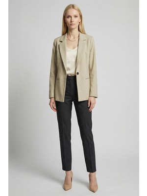 Rays 4594A Çizgili Klasik Yaka Ceket Bej