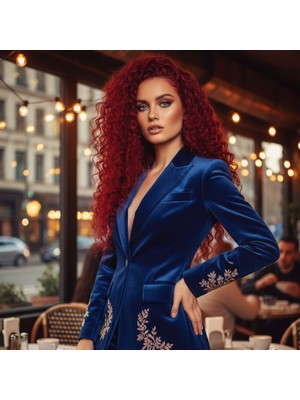 Zemira Gerçek Front Lace Tül Peruk / Derin Dalgalı / Kızıl 70/75CM