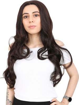 Zemira Yoğun Dalgalı Fiber Sen Uzun Perçemsiz Peruk/koyu Kahve