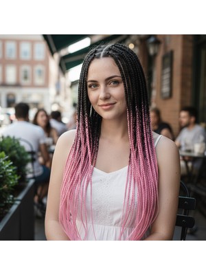 Zemira Afrika Örgüsü ve Rasta Için Sen Ombreli / Siyah / Şeker Pembe