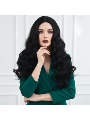 Zemira Dalgalı Perçemsiz Uzun Fiber Sen Peruk / Koyu Kestane