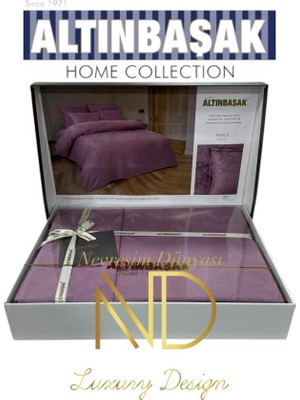 Zemira Jakarlı Saten Çift Kişilik Nev Takımı Perle Puce