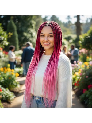 Zemira Afrika Örgüsü ve Rasta Için Sen Ombreli / Koyu Pembe / Açık Pembe