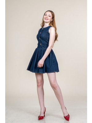 MissVina Kot - Denim Likralı Mini Elbise