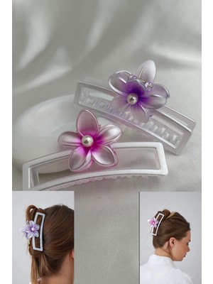 Modex Inci Detay Renkli Yonca Dikdörtgen Kıskaç Toka (11CM)