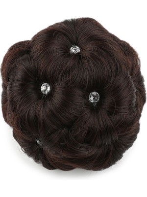 Zemira Taşlı Topuz Toka / Koyu Kahve