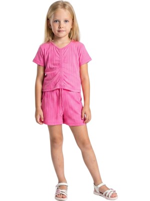 Crassi Kız Çocuk Takım Şortlu Büzgüllü Krinkıl Kumaş