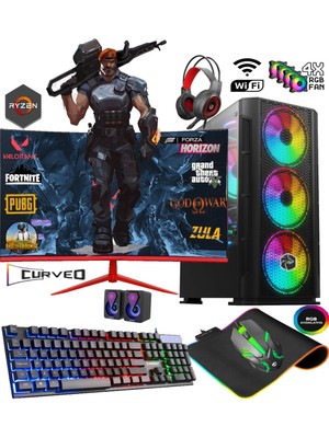 Apphirex TC56X Ryzen 5 5500 32GB Ram 512GB M2 SSD RTX3050 Gddr6 24'' 100HZ Curved Masaüstü Oyuncu Bilgisayarı