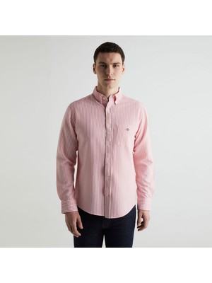 Gant Erkek Pembe Regular Fit Klasik Yaka Çizgili Gömlek