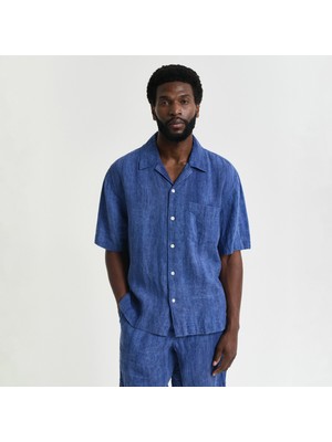 Gant Erkek Lacivert Relaxed Fit Klasik Yaka Gömlek