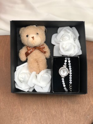 Masalsı Concept Kutu Içerisinde Sevgiliye Eşe En Özel Hediye Bileklikli Saat Peluş Anahtarlık Çiçek Süskü Kutu Içerisinde Görseldeki Gibidir
