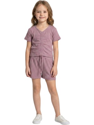 Crassi Kız Çocuk Takım Şortlu Büzgüllü Krinkıl Kumaş