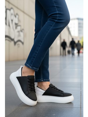 Ayakmod Oz-03 Siyah-Beyaz Kadın Spor Ayakkabı