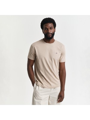 Gant Erkek Bej Regular Fit Bisiklet Yaka T-Shirt