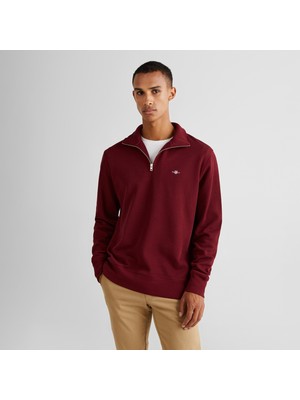 Gant Erkek Bordo Regular Fit Yarım Fermuarlı Sweatshirt