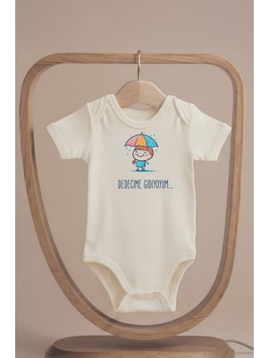 Pamuk Saray Organik %100 Pamuk Dedecime Gidiyorum Baskılı Kısa Kollu Bebek Body Çıtçıtlı Badi Zıbın Tulum