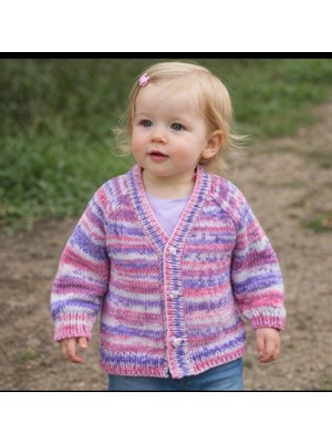 Handmade by Sevgi El Örgüsü V Yaka Bebek Hırkası