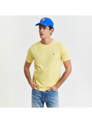 Gant Erkek Sarı Regular Fit Bisiklet Yaka T-Shirt