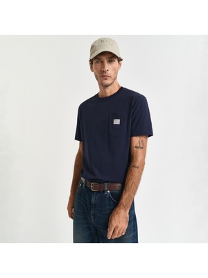 Gant Erkek Lacivert Regular Fit Bisiklet Yaka T-Shirt