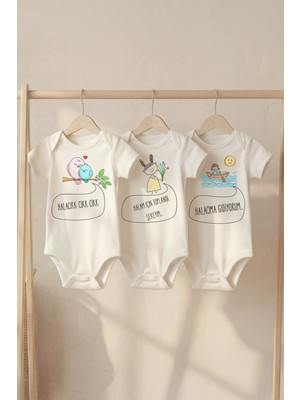 Pamuk Saray %100 Pamuk Halacık Baskılı Çıtçıtlı Bebek Body Badi Hala Yazılı Zıbın
