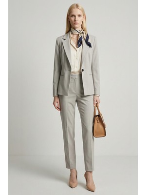 Rays 4594A Çizgili Klasik Yaka Ceket Gri