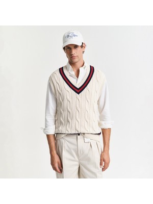 Gant Erkek Krem Relaxed Fit V Yaka Süveter
